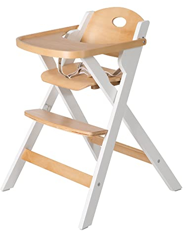 roba Wooden Folding Highchair - Space-Saving Baby Highchair to Fold Up (Natural/White)