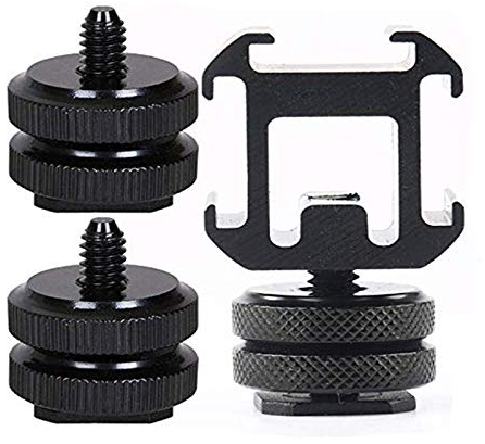 Adattatore a Vite, 1 Pezzi Hot Shoe Mount/Adattatore Flash a Slitta per Luci Flash, 2 Pezzi Hot Shoe Mount Adapter Doppia Vite 1/4 Angle Pollice, per Supporto per Fotocamera Reflex