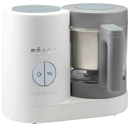 Béaba - Babycook Neo - Baby Food Maker - 6 in 1 : Food Processor, Blender and Cooker - Soft Steamer Cooking - Quick Homemade Baby Food - Glass Bowl - Stainless Steel Tub - Eucalyptus