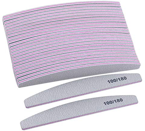 Paquete de 25 limas de uñas, herramientas de manicura de doble cara, gruesas y lavables (100/180)