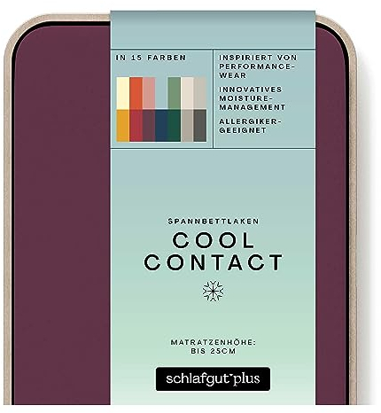 schlafgut Cool Contact Microfaser Spannbettlaken bis 200x200cm, Purple Deep kühlend kalt