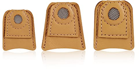 SAVITA 3pcs Sewing Thimble Finger Leather Protector Coin Thimble Pad for Craft Sewing Quilting Embroidery Knitting Pin Needles DIY, 3 Sizes