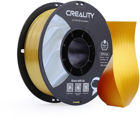 Creality Silk PLA Filament 1.75mm Gold, Shiny Metallic 3D Printer Filament 1Kg Spool, Dimensional Accuracy +/- 0.02mm, Compatible with Most FDM 3D Printers(Gold)