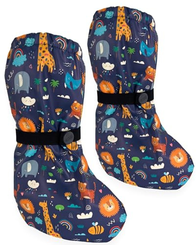 HECKBO Baby Regenfüßlinge Dschungel ohne Vlies – Regen Schuhüberzieher für Krabbelschuhe Baby – 3–18 Monate