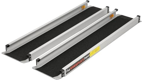 The Workplace Depot Telescopic Wheelchair Ramps, 3ft-5ft Pair, Carry Bag | Telescopic Wheelchair Ramps 3ft - 5ft, Pair of Portable, Adjustable Ramps with Anti Slip Tread & Carry Bag.