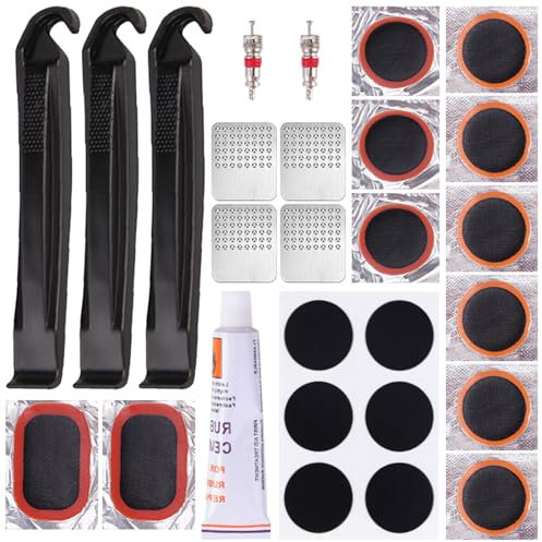 GAROMIA Fahrrad Flickzeug Set Fahrrad Reifenflickzeug Fahrrad Reifenflickzeug Flickzeug Fahrrad Reifenflickzeug Fahrradreifen Reparatur mit Aufbewahrungsbox für Radfahrer Motorräder