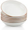 ALLUSEIT Suppenteller Pastateller Salatteller, 6Teilige 750ml Weiß Gittermuster Porzellan Teller Set Tief, Frühstücksteller Speiseteller Dessertteller Keramik, Φ20.5cm