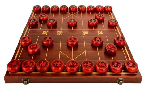 Chinesisches Schachspiel-Set aus Palisander, tragbares Xiangqi mit klappbarem Brett, Tisch-Lernstrategiespiel for 2 Spieler, for Teenager, Erwachsene und Familien(Size:5.8cm/2.3in)