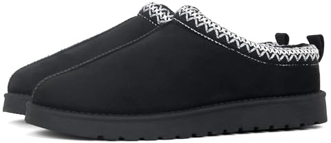 Nexsus Plus Ladies Casual Indoor&Outdoor Faux Suede Fur Lined Flatform Mule Slippers (Black, UK Footwear Size System, Adult, Women, Numeric, Medium, 5)
