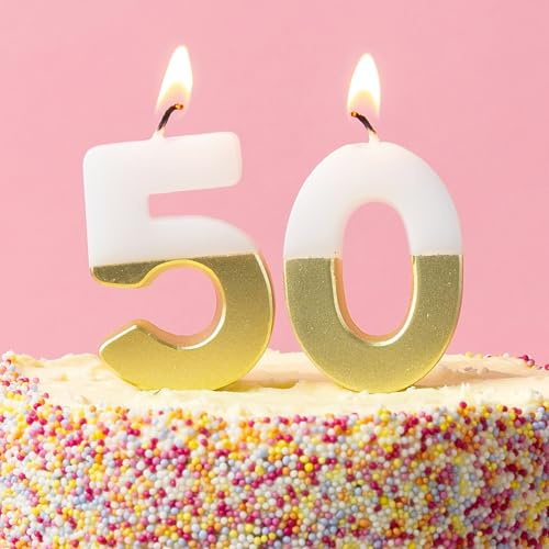 Talking Tables 50th Birthday Candles Cake Toppers – 50th Birthday Candles Cake Decorations for Special Occasions – Milestone Party Anniversary – Premium Quality – 5.5 cm Height –