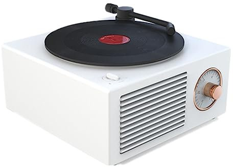 Steowsey Tourne-Disque Enceinte Bluetooth-Compatible V5.0 Vinyl Record Player StéRéO Vintage Portable Haut-Parleur Blanc