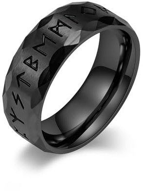 MERTTURM Acero Inoxidable Anillo, Runas Vikingas Antiguas Anillo Tamaño, Joyas para Hombres, 54.3-69.8mm, Banda/Hip-Hop/Decoración de Moda/Promesa de Compromiso de Boda/Regalo