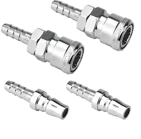 Paquete de 4 conectores de manguera de gas de conexión rápida, boquilla de cobre de aleación de zinc, doble sellado, diseño de bola de bloqueo automático para jardín, barbacoa, caravana, caravana