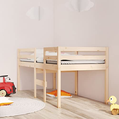 YuuSsea Hochbett 80x200 cm Massivholz Kiefer, Robustes Bettgestell Kinderzimmer, platzsparendes Jugendbett, sicheres Design für Schlafzimmer, unbehandeltes Naturholz