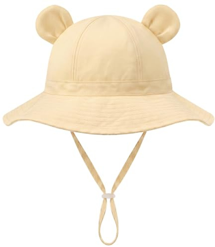KOOOGEAR Kids Sun Hat Summer Toddler Beach Bucket Hat UPF 50+ Sun Protection Quick Dry Infant Wide Brim Cap with Adjustable Chin Strap 0-5 Years (UK, Age, 2 Years, 5 Years, Cream Yellow)
