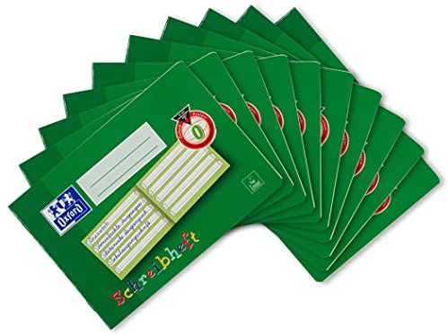 Oxford 100050100 Schreibheft, Lineatur 0 (1 Klasse), 16 Blatt, Grün, 10 Stück, A5