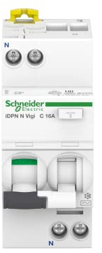 Schneider Electric FI-/Leitungsschutzschalter Acti9 iDPN N Vigi, 1-polig+N, 16A, C-Charakter, 30mA, Typ A, 6kA, Artikelnummer A9D32616