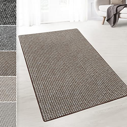 Floordirekt Teppichläufer Grandeur - Teppich Läufer Meterware für Wohnzimmer, Flur, Büro, Schlafzimmer - gekettelt (Braun, 50x200 cm)