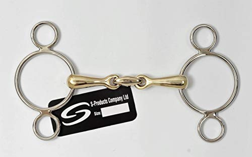 S-Products CONTINENTAL THREE 2 RING SNAFFLE GERMAN SILVER LOZENGE HORSE DUTCH BIT TWO GAG (5.5)