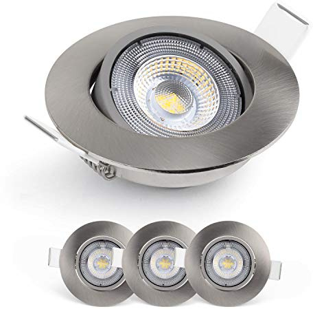 EMOS Incasso per Cartongesso 5W / 450 Lumen | Faretti LED soffitto da incasso 4000K Luce Bianco naturale | Set di 3 pezzi Spot LED Orientabili a 50°, Rotondi e Ultra Piatti in Argento