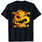 Silhouette intrépide du dragon chinois doré T-Shirt