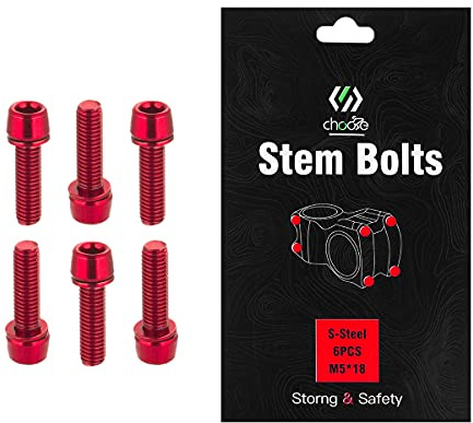 CNC Bike Stem Bolts，Stem Bolts for BMX/MTB/Road Bike with Washers,Red