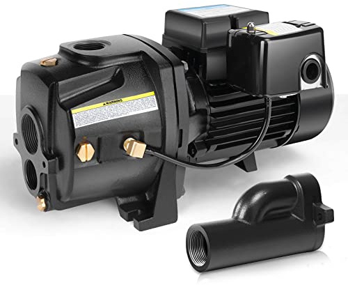 Acquaer Shallow/Deep Well Jet Pump, Cast Iron Convertible Pump with Ejector Kit, Well Depth Up to 25ft or 90ft, 115V/230V Dual Voltage, Automatic Pressure Switch,3/4HP