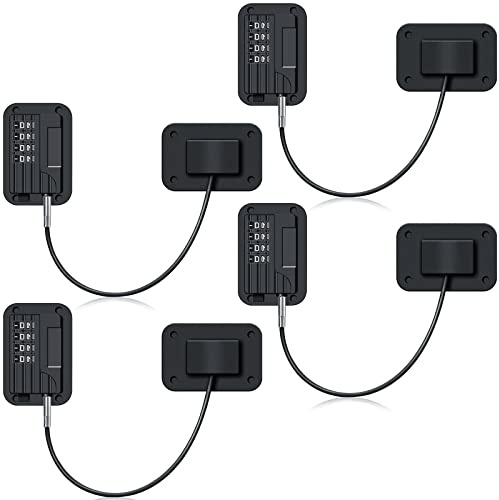 Zhengmy 4 Pcs Refrigerator Locks, Cabinet Locks with Combination, Heavy Duty Fridge Lock with 4 Digit Code for Kids Adults, Child Proof Fridge Lock, Drawers, Closets, Windows, Easy Install(Black)