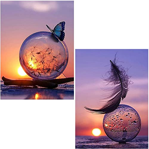 GYSRXS 2 Bitar 5D Diamond Painting Kit Diamant Solnedgång Målningar med Full Accessories DIY Diamond Målning För Heminredning 30×40CM