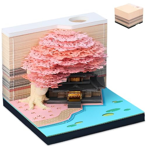 Calendrier de Bureau 2024 avec lumières LED Calendrier 3D Bloc Note 2024 Calendrier de Bureau Créatif 3D Calendrier de Table Memo pad Décoration de Compte à Rebours pour Bureau Maison École (Rose)