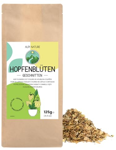 Alpi Nature Hopfenblüten geschnitten 125g, Hopfenblüte getrocknet, Hopfentee, Hopfenblüten Tee, Kräutertee