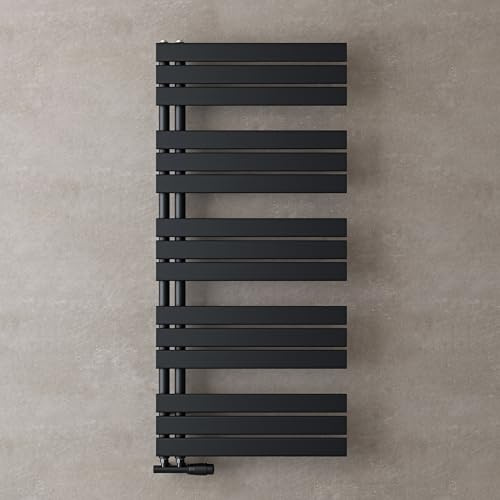 doporro Radiateur de Salle de Bain Sèche-Serviette 131x60cm Radiateur à Eau Chaude Gris Noir Sèche-Serviettes Design FN