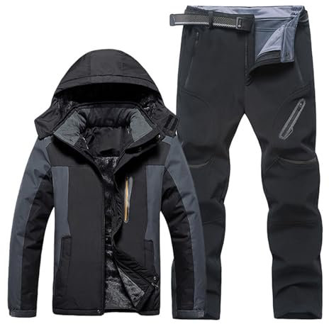 Stretch kostym herr vinter varm och jackor herr överdimensionerade isolerade jackor och byxor set lämpliga för utomhusarbete skidåkning fiske och motorcyklar sommardräkt, Svart, 5XL