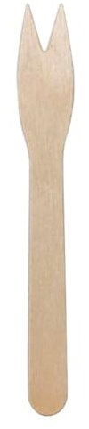 Monouso | 100 Tenedores de Palos de Madera, 12cm, Pinchos para Patatas Fritas, Palitos de Madera, Mini Tenedor, Trincho, Camping, Picnic