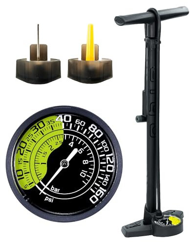 GIYO Bike Floor Pump - 3 Dual Scale Gauge - Road & MTB | One Handed Operation -Clever Valve for Presta & Schrader | Max 160PSI Steel Barrel (GF27)