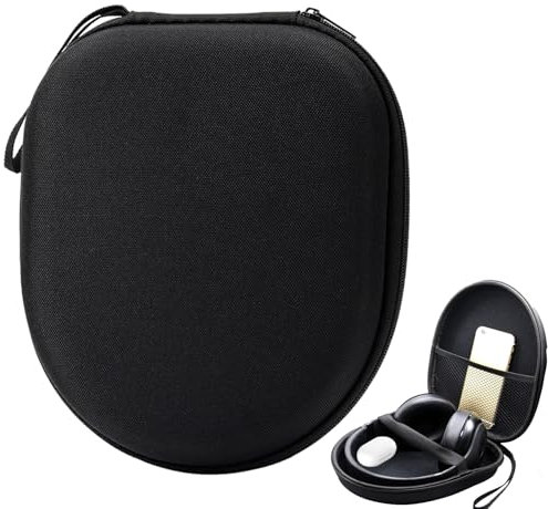 Housse Casque Audio, Pochette pour Casque 21 x 18,5 cm,Universel, Valise de Rangement, Valise, Étui de Protection, Poche Intérieure, Facile à Transporter, Protection des Accessoires -Noir
