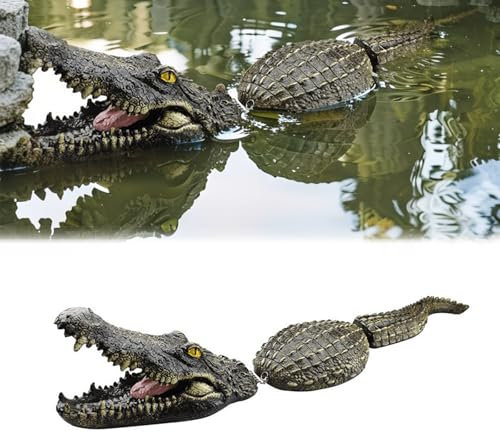 Générique Tête d'alligator Flottante pour étang, Statues d'extérieur en résine, Faux Alligator, pour Dissuasion des oies, hérons et Canards, décoration de Jardin et Accessoires de décoration de Cour