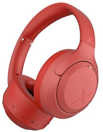 Riwbox Hybrid Active Noise Cancelling Headphones,Wireless Over Ear Bluetooth Headset,60H Playtime,Hi-Res Audio, Foldable,Bluetooth V5.4,Comfort&Immersion for Work,Commuting (Red)