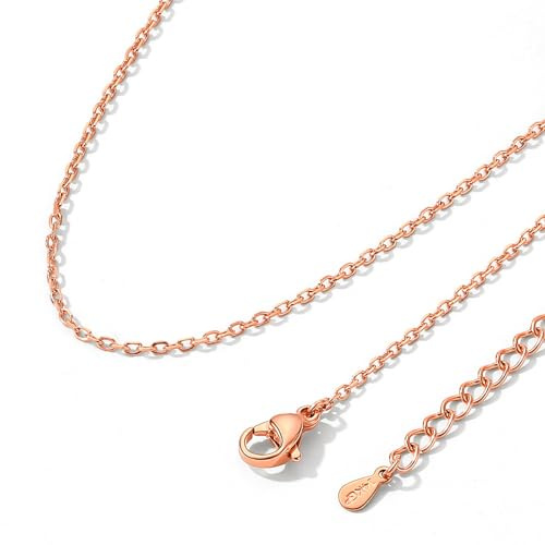 ChainsHouse Cadenas de Mujer Oro Rosado Collar para Colgantes Joyeria Mujeres, 1.4mm Ancho 51cm Largo con 5cm Extension