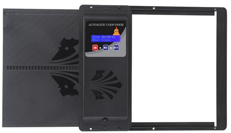 HWGING Automatic Chicken Coop Door USB Horizontal Opener with Timer LED Display for Chickens Ducks Geese Plastic Lightweight Safe (Black)