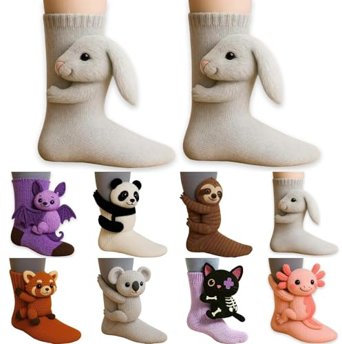 unilarinna Calcetines De Animales Tejidos En 3D, Divertidos Calcetines De Vaca Las Tierras Altas, Bonitos Cálidos Con Diseño Animales Peluche. Deporte Hombre Hombre Antideslizantes Personalizados