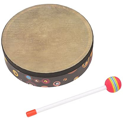 Eujgoov 8-tums Handtrumma Bärbart Truminstrument med Trumsticka för Barn Kvalitetsljud PET-material Orff Musik Slaginstrument (8 tum)