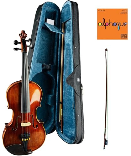 Fowler Instruments Violín 4/4 Elizabeth Thyme – Artesanal en abeto y arce, sonido cálido, barniz rojo, cuerdas premium, incluye arco y funda, montaje luthier