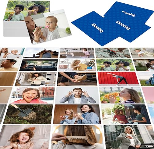 100 Verb Flashcards, Picture & Word Cards Action Language Builder Visual Aid Language Learning Tool for Autism, ESL Teaching Materials for Adults, Non-Verbal Children Vocabulary Builder for Kids