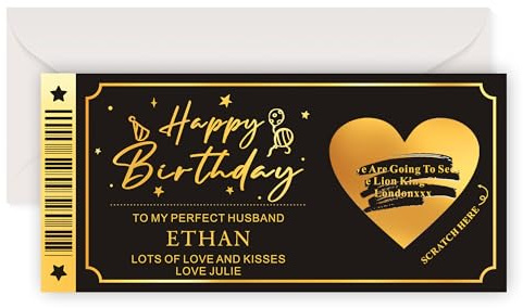 Personalised Scratch Card Birthday Scratch Card Gift Reveal Birthday Surprise Greeting Cards Scratch-Off Stickers with Envelope Best Wishes Gift Greeting Cards for Women Men (Design 5)