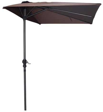 200 x 100 cm, 250 x 130 cm, sombrilla de medio, parasol de exterior con manivela, sombrilla de jardín para pared, jardín, balcón, terraza(Brown,250x130cm/8.2x4.3ft)