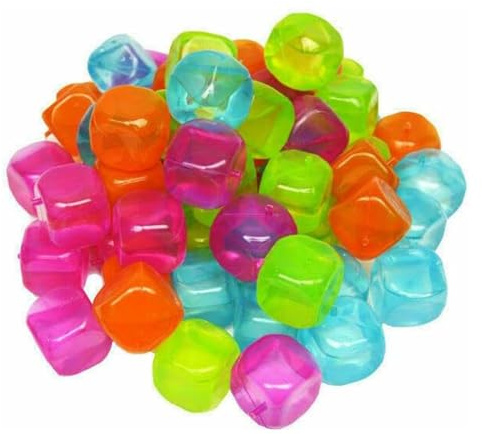 Set 36 Cubetti di Ghiaccio Colorati Riutilizzabili Ghiaccio Finto in Plastica Atossica Alimentare 2,5 cm Multicolore per Cocktail Bevande e Feste Party uso professionale o quotidiano