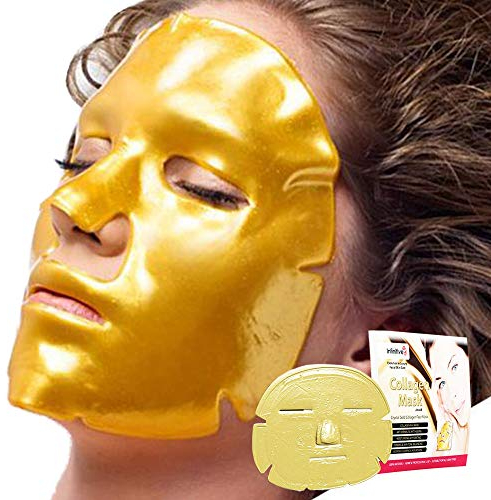50 x New Infinitive Beauty Crystal 24K Gold Powder Gel Collagen Face Mask Masks Sheet Patch, Anti Ageing Aging, Skincare, Anti Wrinkle, Moisturising, Moisture, Hydrating, Uplifting, Whitening, Remove Blemishes & Blackheads Product. Firmer, Smoother, Tone, v