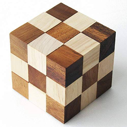 Diabolicubo 3x3 Juego Rompecabezas a Partir de 8 años Nivel 3/6. De Madera Maciza Eco-Responsable, Normas CE Marca Le Délirant. Solución ilustrada incluida. Desplegar e Intentar reformar el Cubo !