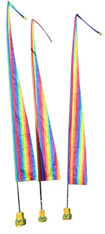 DEKOVALENZ - Balifahne SANUR, 5 Meter Regenbogen, Stoff ohne Stange, Umbul-Umbul Gebetsfahne